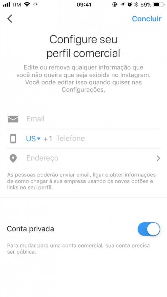 Perfil comercial Instagram - 5º Passo: Configure o seu perfil comercial